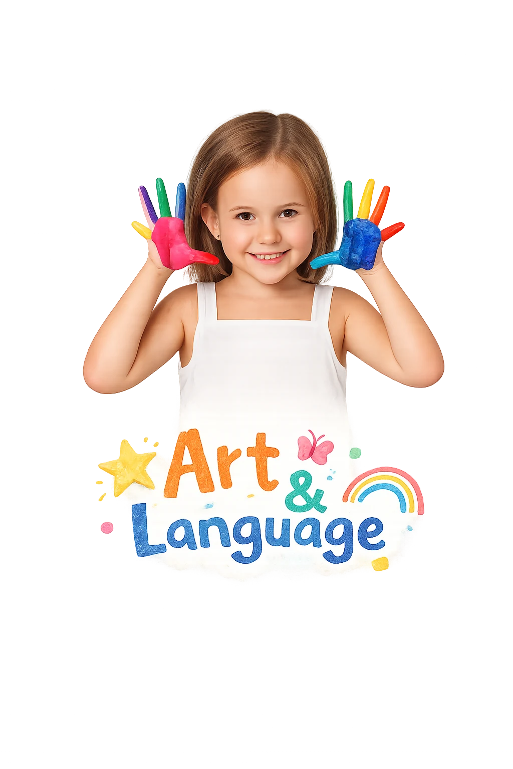 Niños pintando durante una clase de inglés online en vivo.